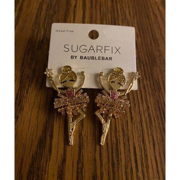 SUGARFIX by BaubleBar Ballerina Drop Earrings NWT Christmas Festive Holiday - Picture 3 of 5